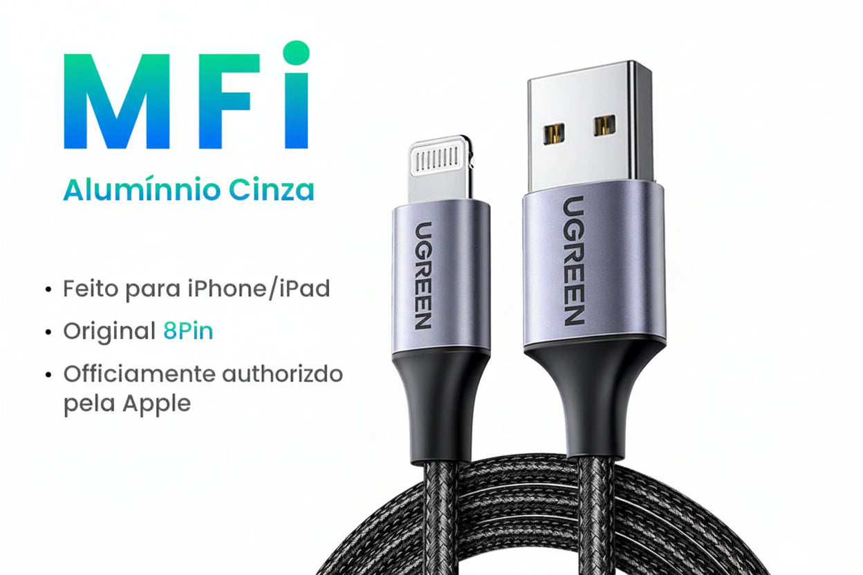 🔗 UGREEN Lightning Elite MFi — Cabo Oficial Apple para Carregamento Rápido e Sincronização Perfeita