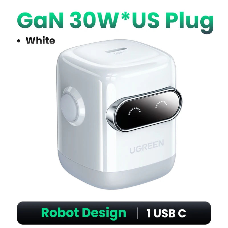 🤖⚡ UGREEN “ROBOCHARGE” 65W GaN PD3.0 — O Carregador Inteligente com Força de Robô!