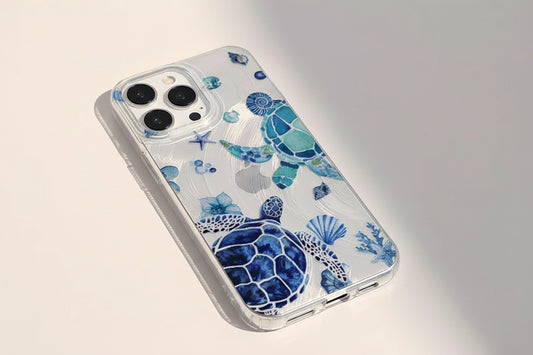 🐢📱 Capa Summer Turtle com Textura Chiffon para iPhone — Estilo Fresco, Leve e Moderno