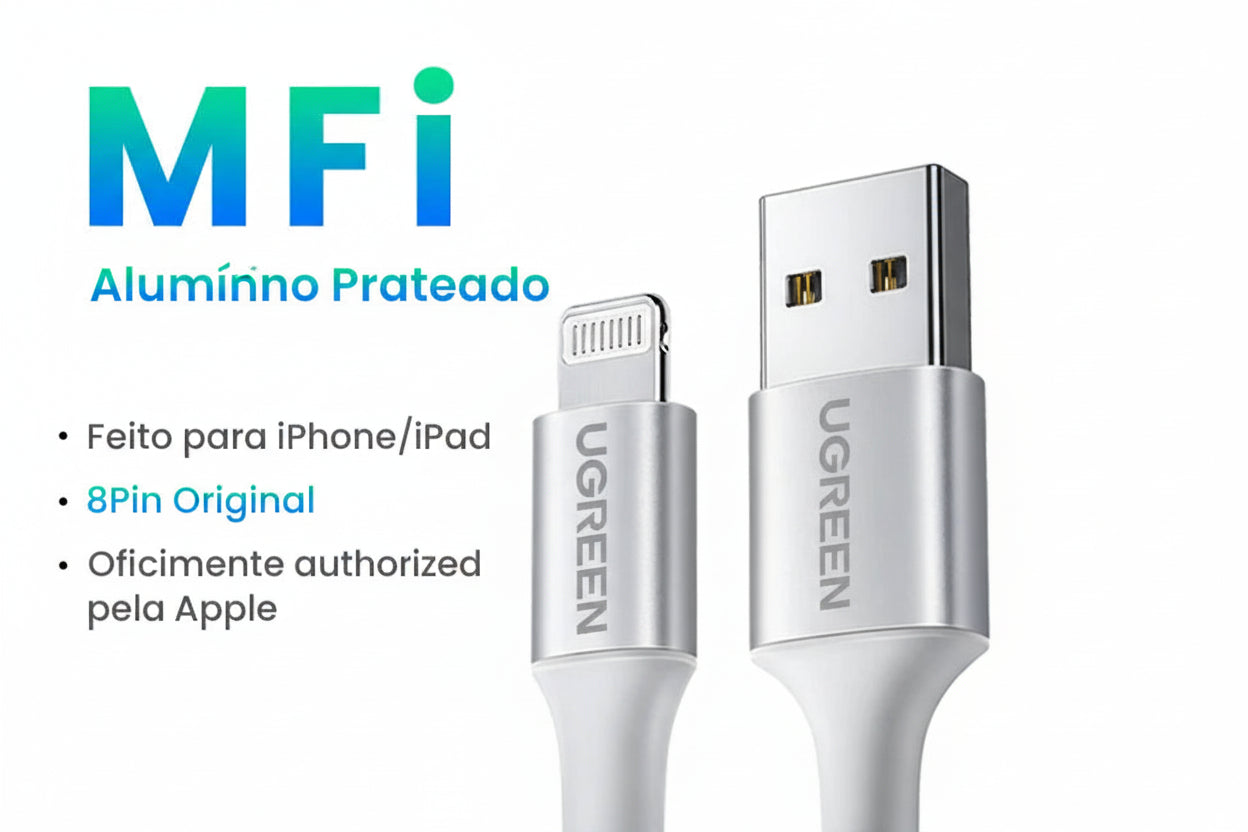🔗 UGREEN Lightning Elite MFi — Cabo Oficial Apple para Carregamento Rápido e Sincronização Perfeita