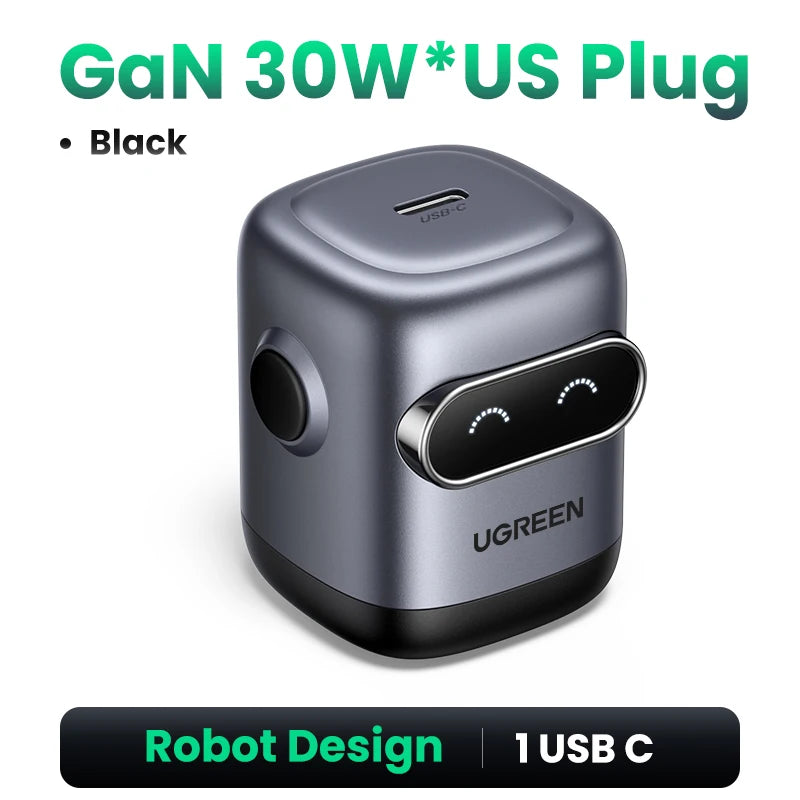 🤖⚡ UGREEN “ROBOCHARGE” 65W GaN PD3.0 — O Carregador Inteligente com Força de Robô!
