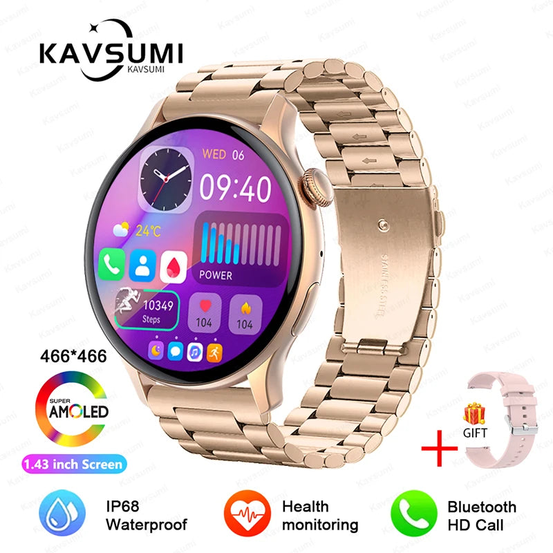 💖 Smartwatch Aurora Lady AMOLED NFC 2025 – GPS, Chamadas Bluetooth e Monitor de Saúde