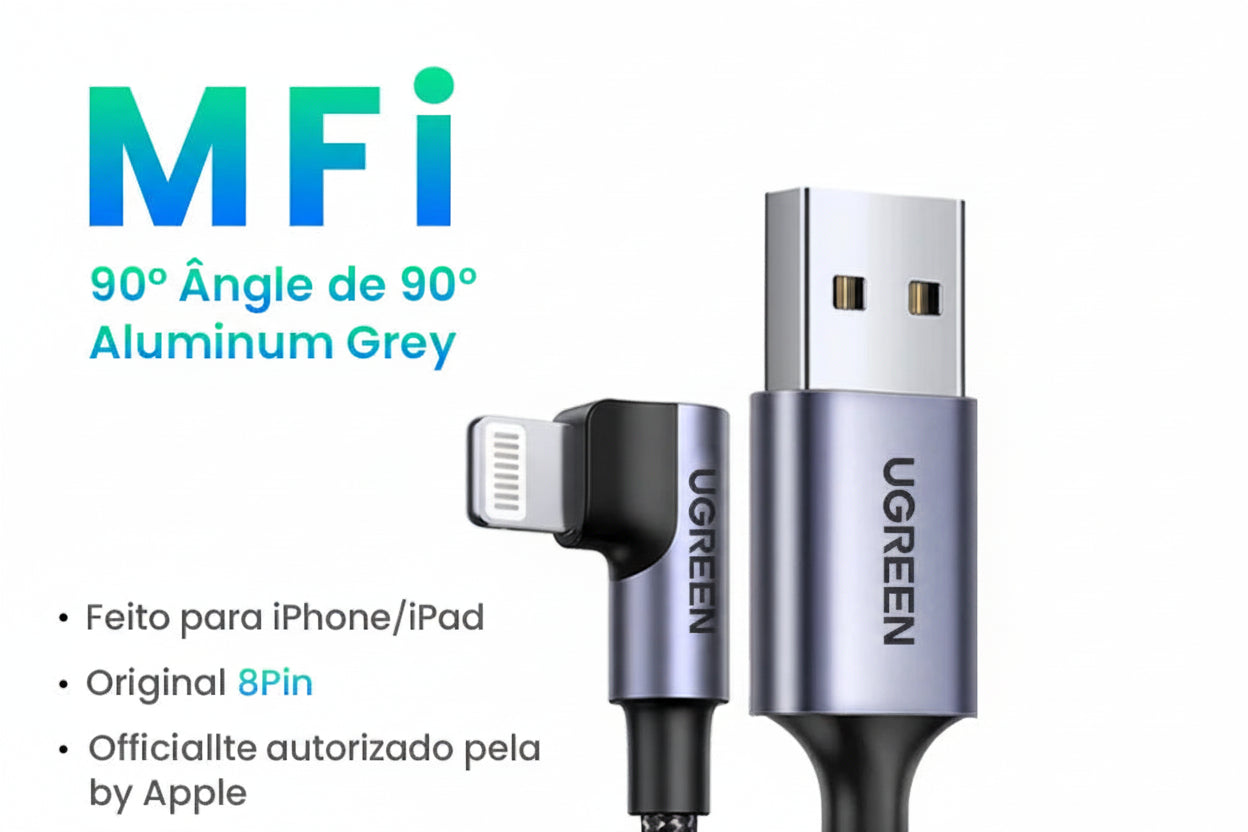 🔗 UGREEN Lightning Elite MFi — Cabo Oficial Apple para Carregamento Rápido e Sincronização Perfeita