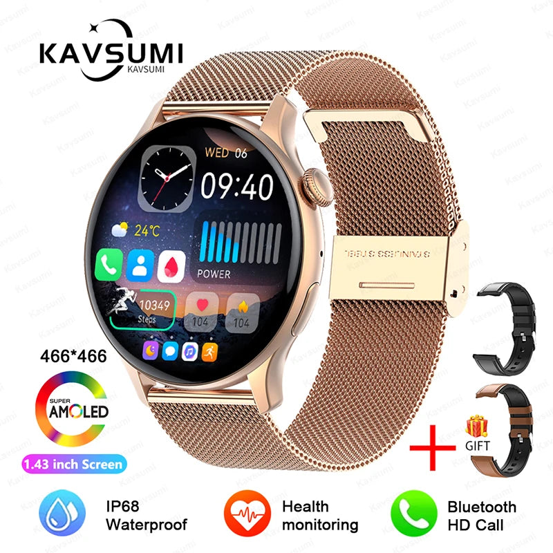 💖 Smartwatch Aurora Lady AMOLED NFC 2025 – GPS, Chamadas Bluetooth e Monitor de Saúde