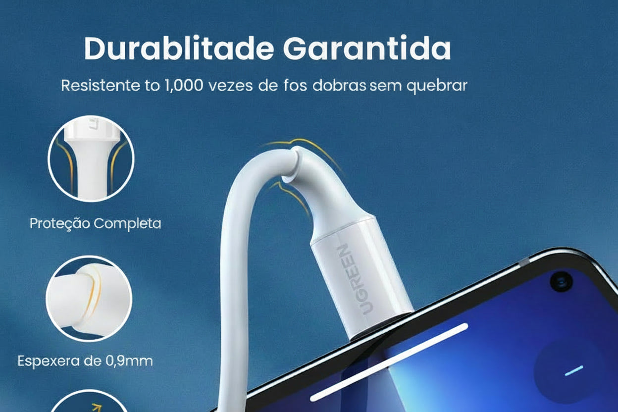 🔗 UGREEN Lightning Elite MFi — Cabo Oficial Apple para Carregamento Rápido e Sincronização Perfeita