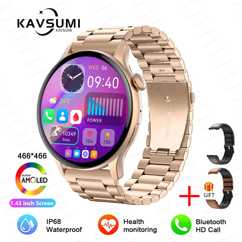 💖 Smartwatch Aurora Lady AMOLED NFC 2025 – GPS, Chamadas Bluetooth e Monitor de Saúde