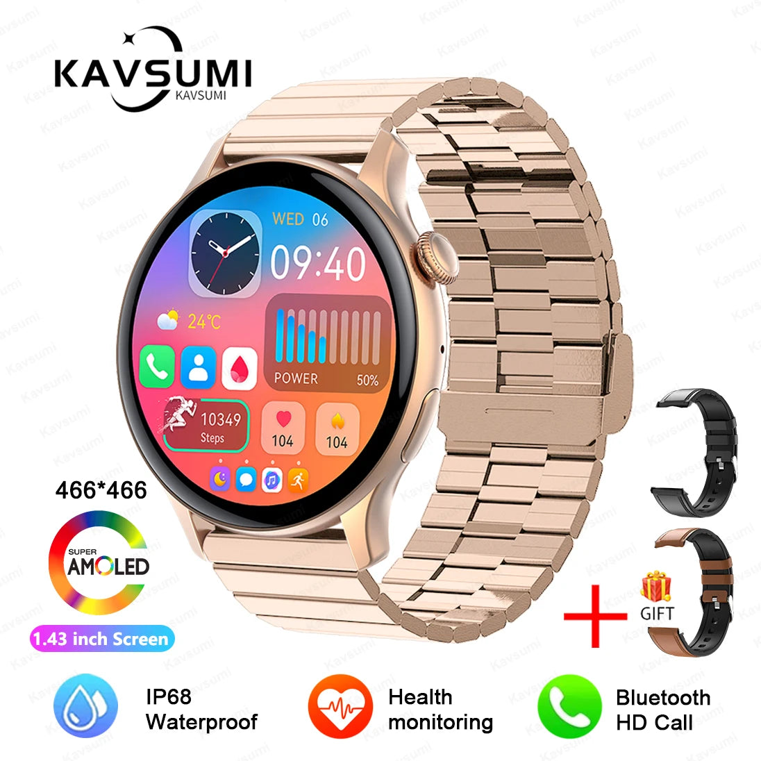 💖 Smartwatch Aurora Lady AMOLED NFC 2025 – GPS, Chamadas Bluetooth e Monitor de Saúde