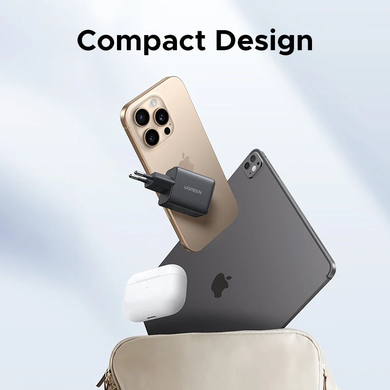 ⚡ UGREEN 30W GaN Charger 3 Ports PD 3.0 USB C Charger — Carregamento Inteligente, Potente e Compacto