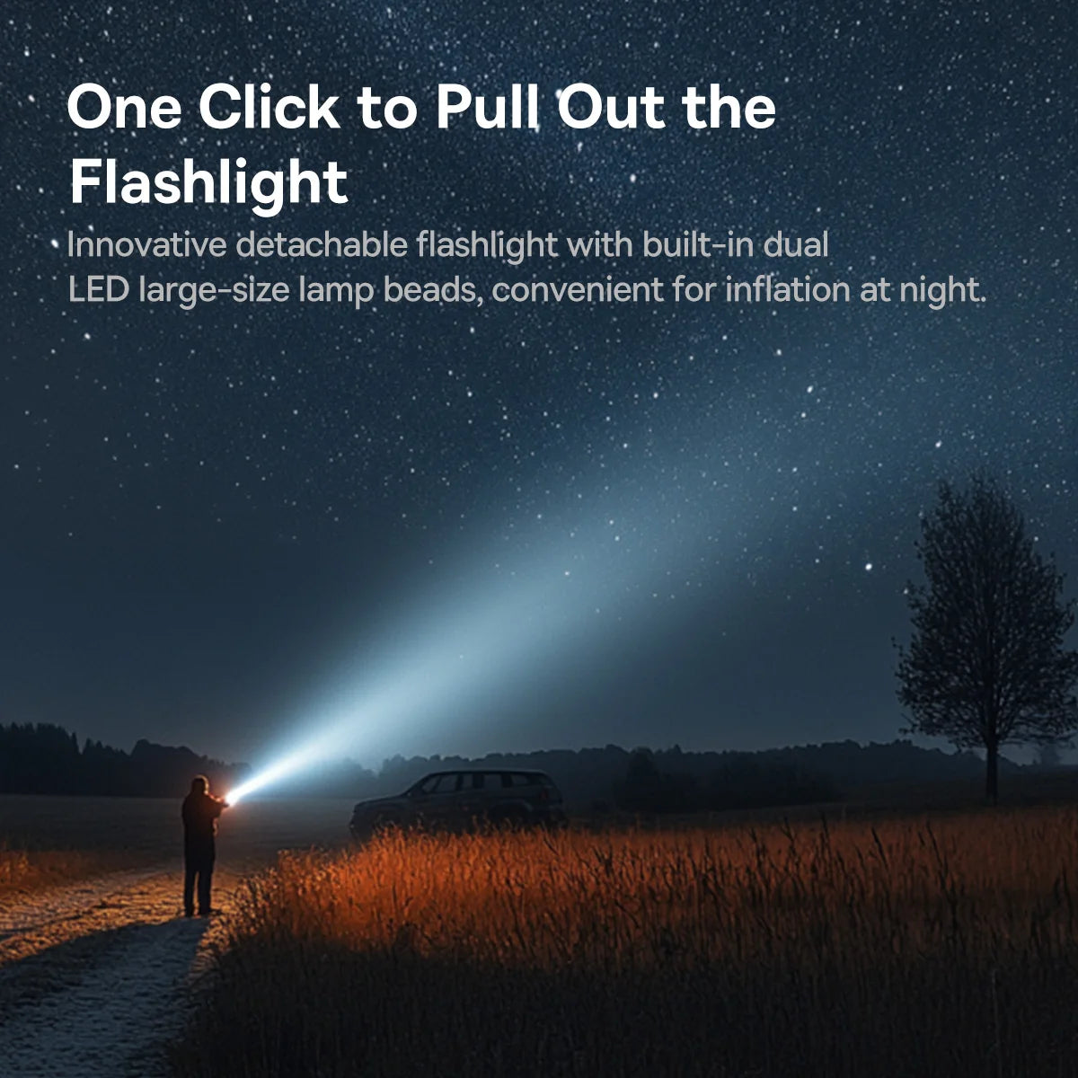 🚗 Baseus 2 em 1 Bomba de Ar para Carro — Compressor de Ar Portátil com Lanterna Destacável e Power Bank 6000mAh