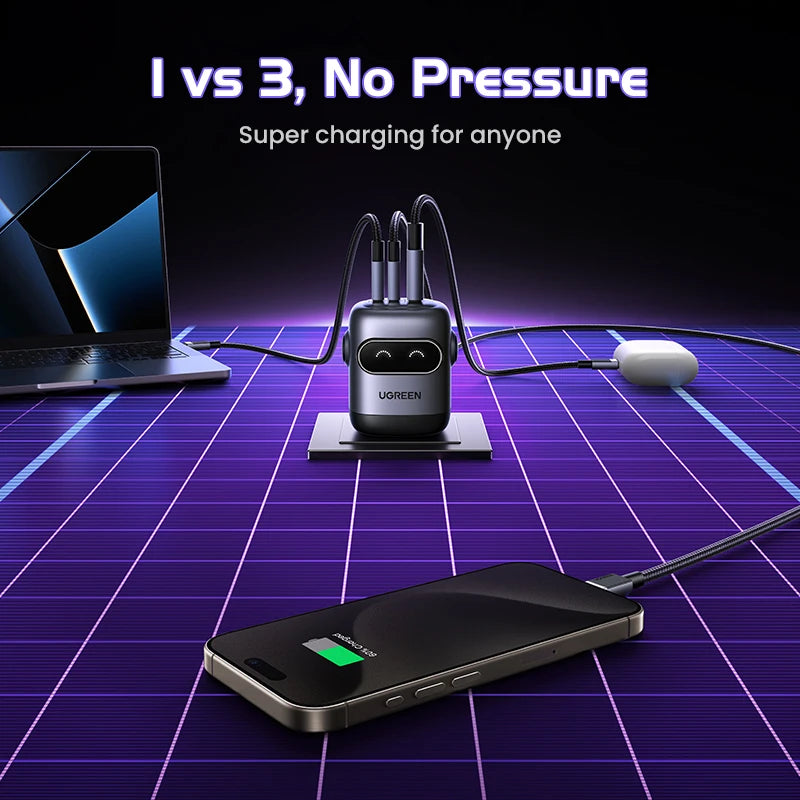 🤖⚡ UGREEN “ROBOCHARGE” 65W GaN PD3.0 — O Carregador Inteligente com Força de Robô!