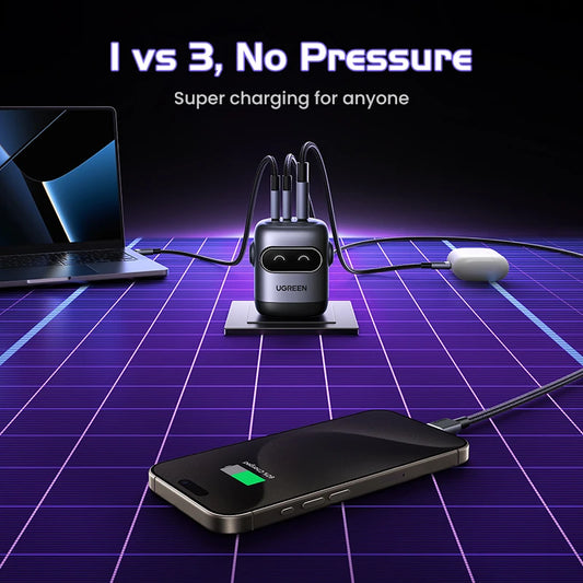 🤖⚡ UGREEN “ROBOCHARGE” 65W GaN PD3.0 — O Carregador Inteligente com Força de Robô!