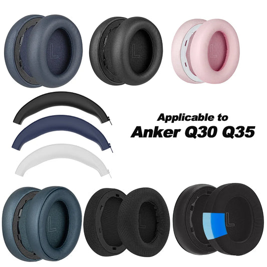 🎧✨ Earpads Premium Rosas & Pretos para Anker Soundcore Life Q30/Q35 — Conforto, Estilo e Som Renovado