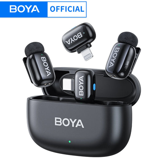 🎤 BOYA Mini Pro Wireless – Microfone de Lapela Sem Fio para iPhone, Android e Type-C