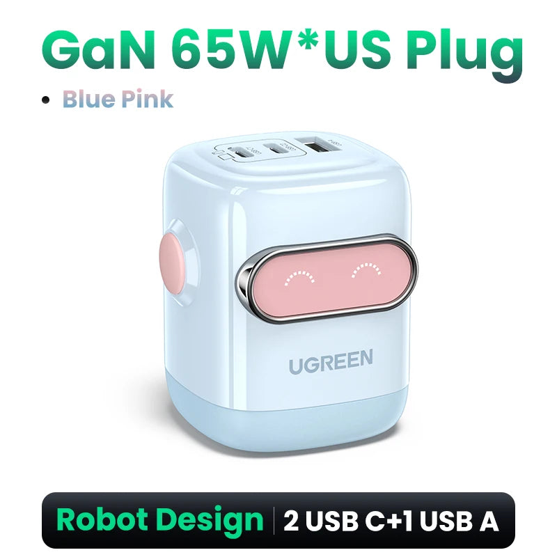 🤖⚡ UGREEN “ROBOCHARGE” 65W GaN PD3.0 — O Carregador Inteligente com Força de Robô!