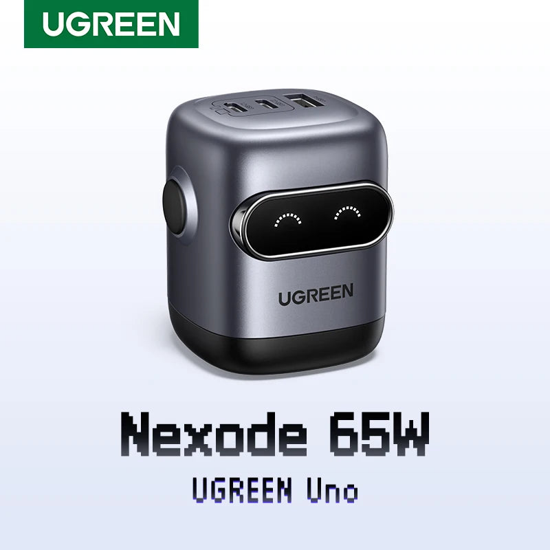 🤖⚡ UGREEN “ROBOCHARGE” 65W GaN PD3.0 — O Carregador Inteligente com Força de Robô!