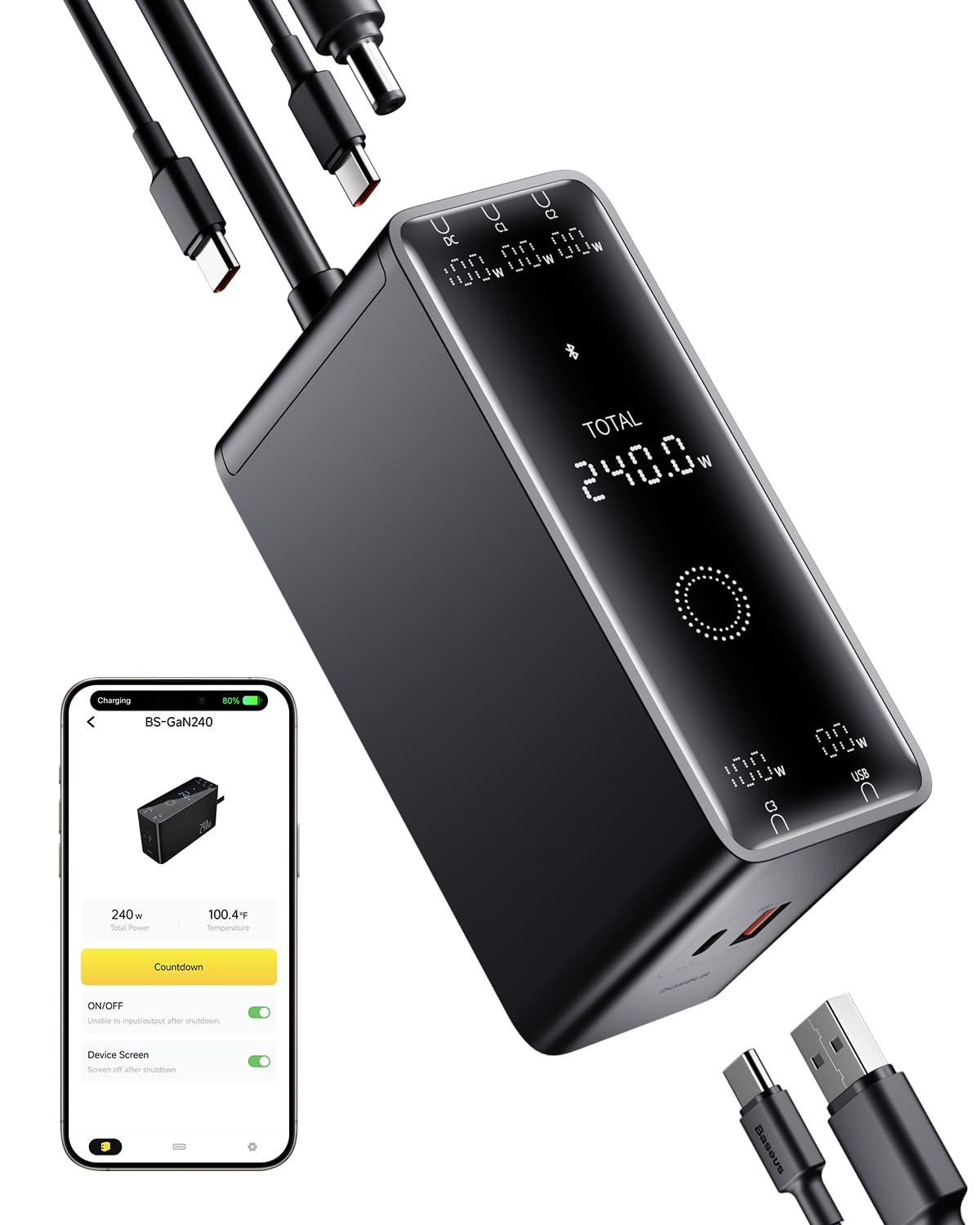 ⚡ Baseus 240W GaN Charger PD3.1 — Estação de Carregamento Rápido 6 Portas Tipo C / USB